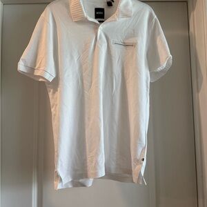 Boss White Polo Shirt Classic Cotton Design